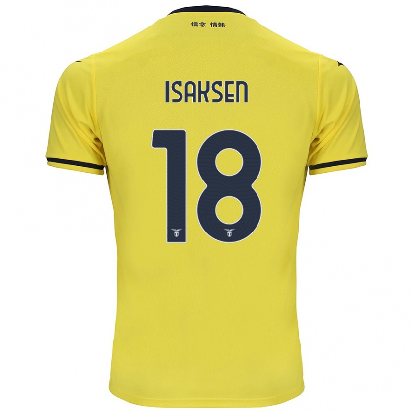 Kandiny Kinder Gustav Isaksen #18 Gelb Auswärtstrikot Trikot 2024/25 T-Shirt Österreich