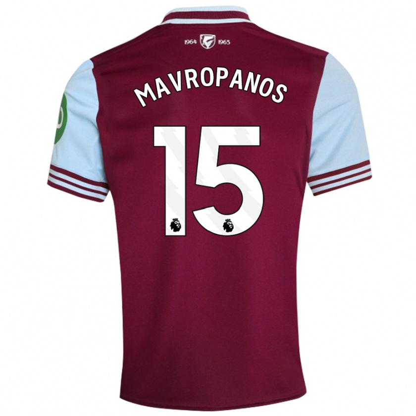 Kandiny Heren Konstantinos Mavropanos #15 Donkerrood Thuisshirt Thuistenue 2024/25 T-Shirt