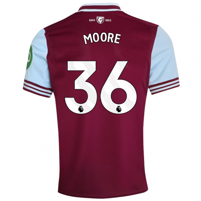 Kandiny Heren Sean Moore #36 Donkerrood Thuisshirt Thuistenue 2024/25 T-Shirt