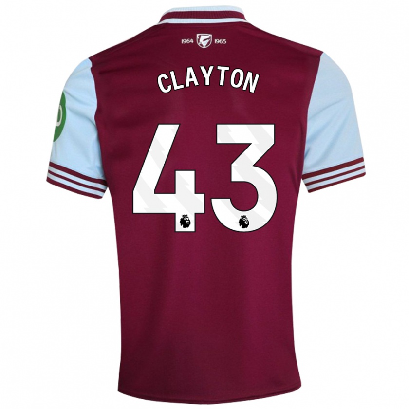 Kandiny Heren Regan Clayton #43 Donkerrood Thuisshirt Thuistenue 2024/25 T-Shirt