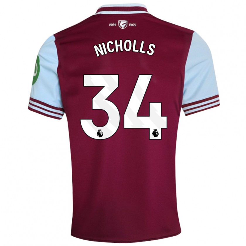 Kandiny Hombre Camiseta Macey Nicholls #34 Rojo Oscuro 1ª Equipación 2024/25 La Camisa