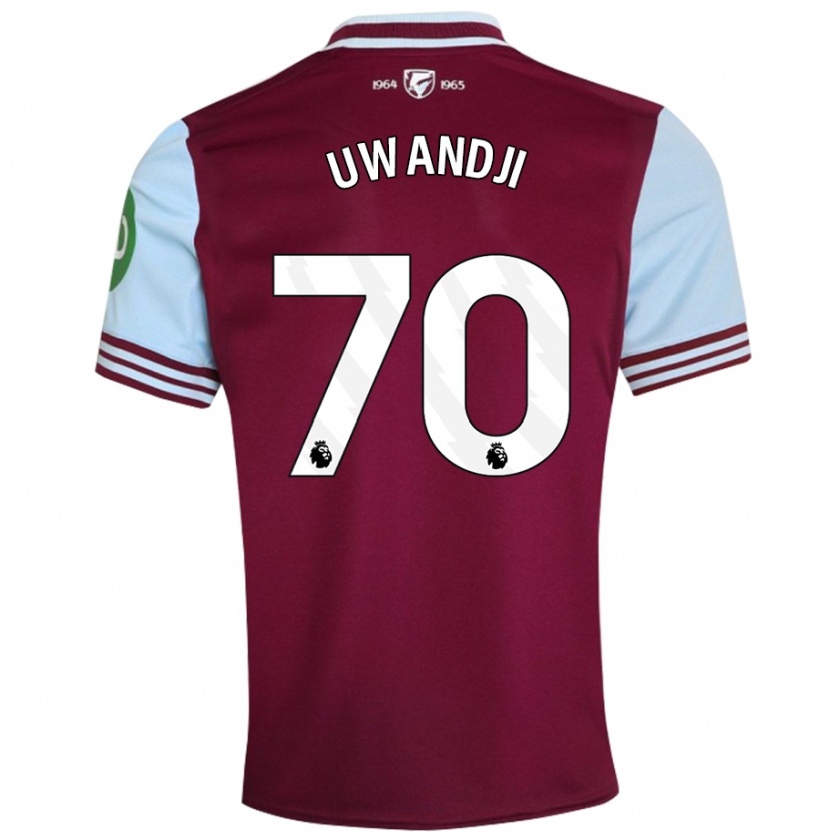 Kandiny Uomo Maglia Blaise Uwandji #70 Rosso Scuro Kit Gara Home 2024/25 Maglietta