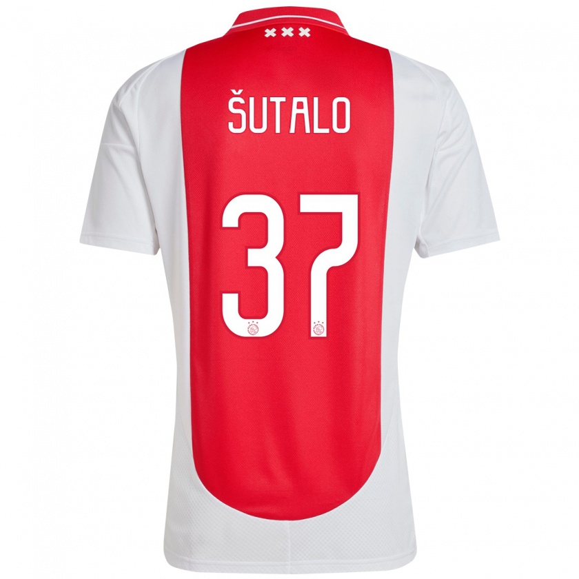 Kandiny Uomo Maglia Josip Sutalo #37 Rosso Bianco Kit Gara Home 2024/25 Maglietta