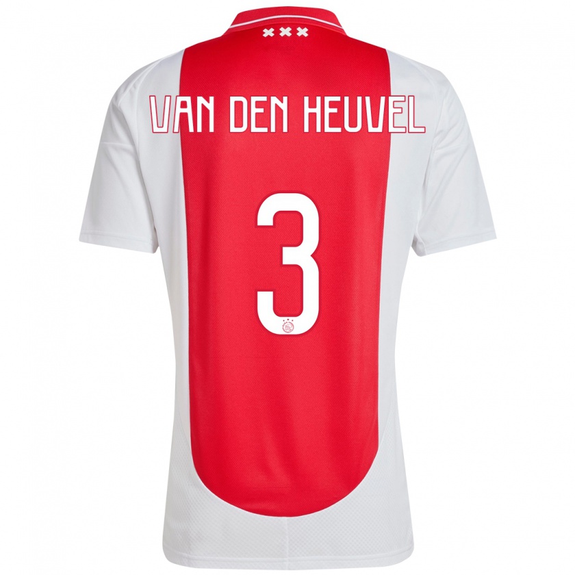 Kandiny Hombre Camiseta Nino Van Den Heuvel #3 Rojo Blanco 1ª Equipación 2024/25 La Camisa México