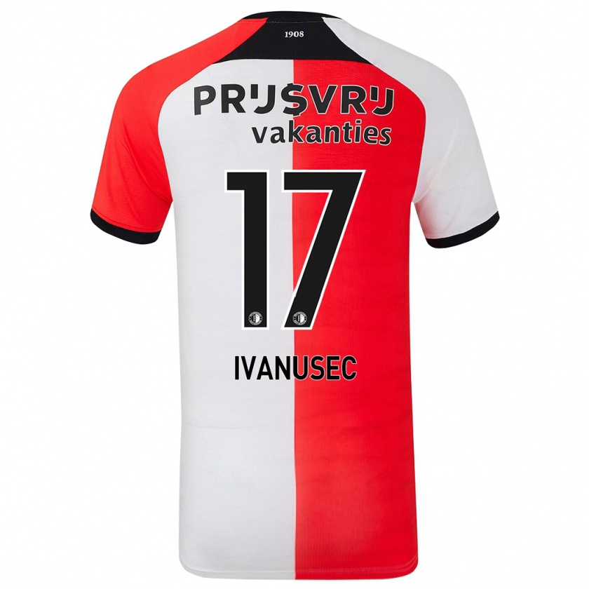 Kandiny Heren Luka Ivanusec #17 Rood Wit Thuisshirt Thuistenue 2024/25 T-Shirt