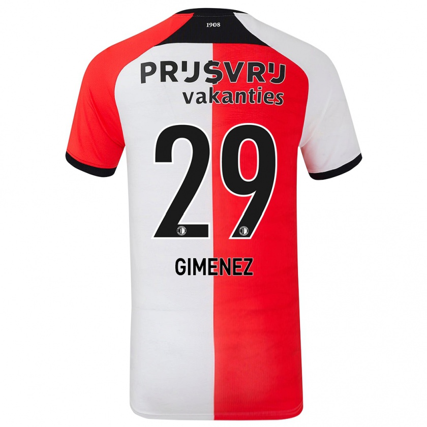 Kandiny Heren Santiago Gimenez #29 Rood Wit Thuisshirt Thuistenue 2024/25 T-Shirt