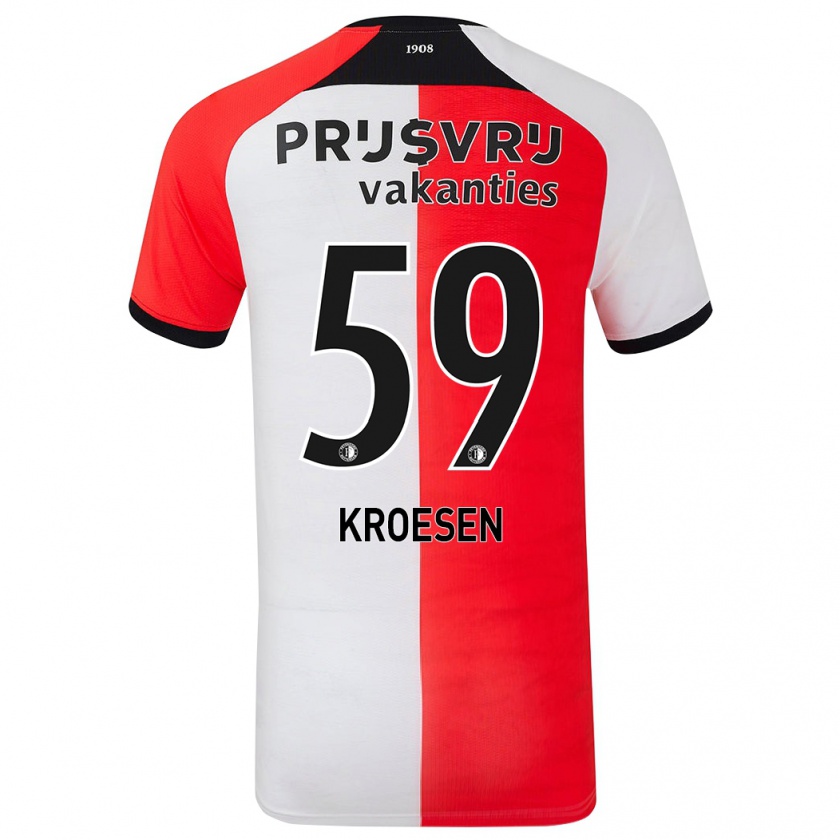 Kandiny Uomo Maglia Jaimy Kroesen #59 Rosso Bianco Kit Gara Home 2024/25 Maglietta