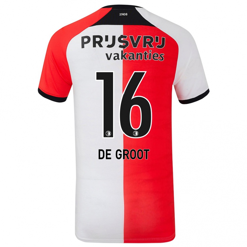 Kandiny Uomo Maglia Jasmijn De Groot #16 Rosso Bianco Kit Gara Home 2024/25 Maglietta