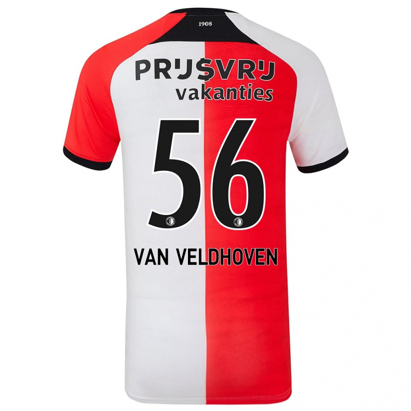 Kandiny Hombre Camiseta Kars Van Veldhoven #56 Rojo Blanco 1ª Equipación 2024/25 La Camisa México