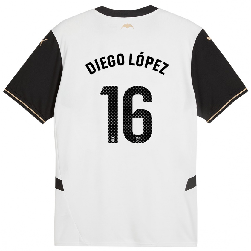 Kandiny Uomo Maglia Diego López #16 Bianco Nero Kit Gara Home 2024/25 Maglietta