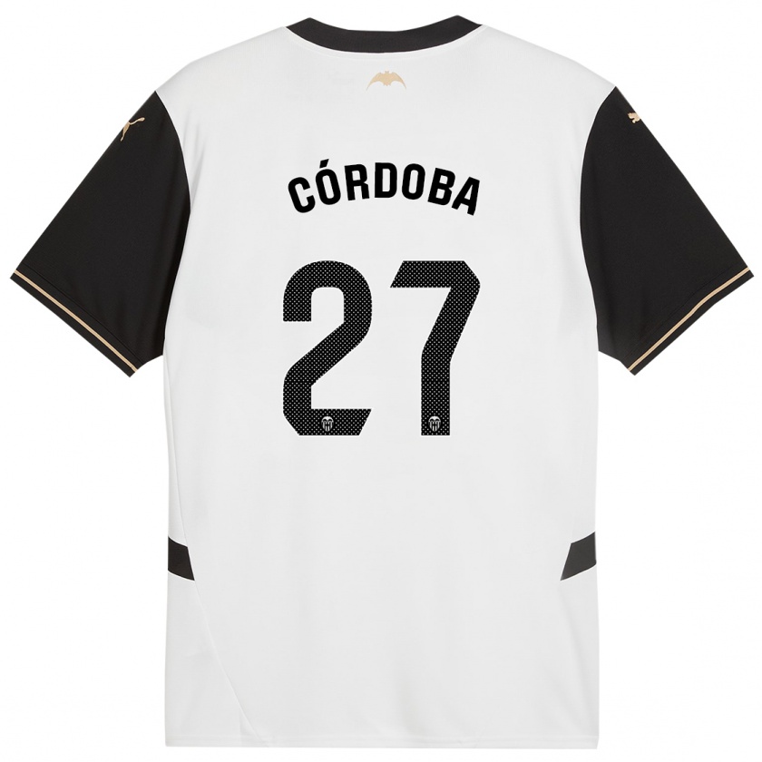 Kandiny Hombre Camiseta Iker Córdoba #27 Blanco Negro 1ª Equipación 2024/25 La Camisa