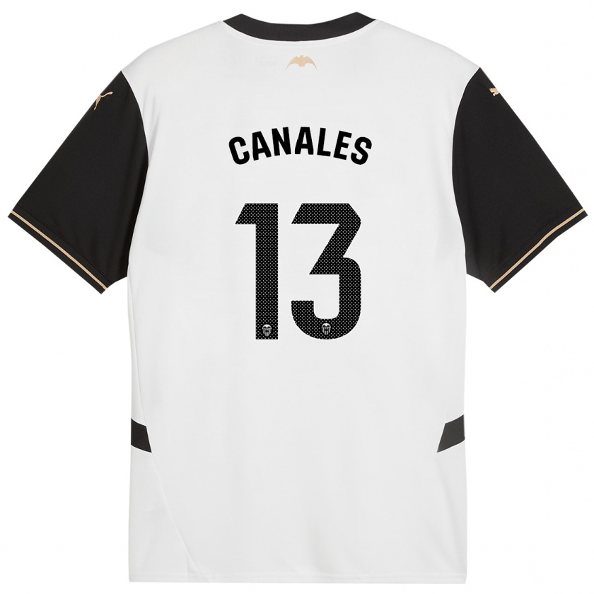 Kandiny Hombre Camiseta Antonia Canales #13 Blanco Negro 1ª Equipación 2024/25 La Camisa