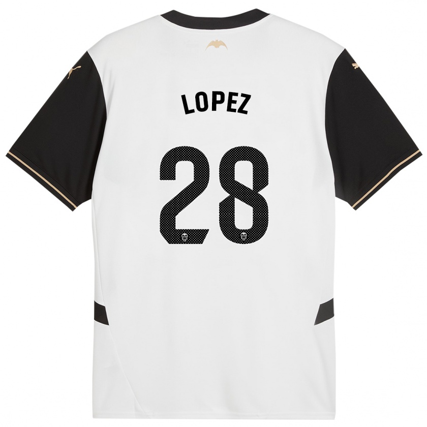 Kandiny Uomo Maglia Saray Lopez #28 Bianco Nero Kit Gara Home 2024/25 Maglietta