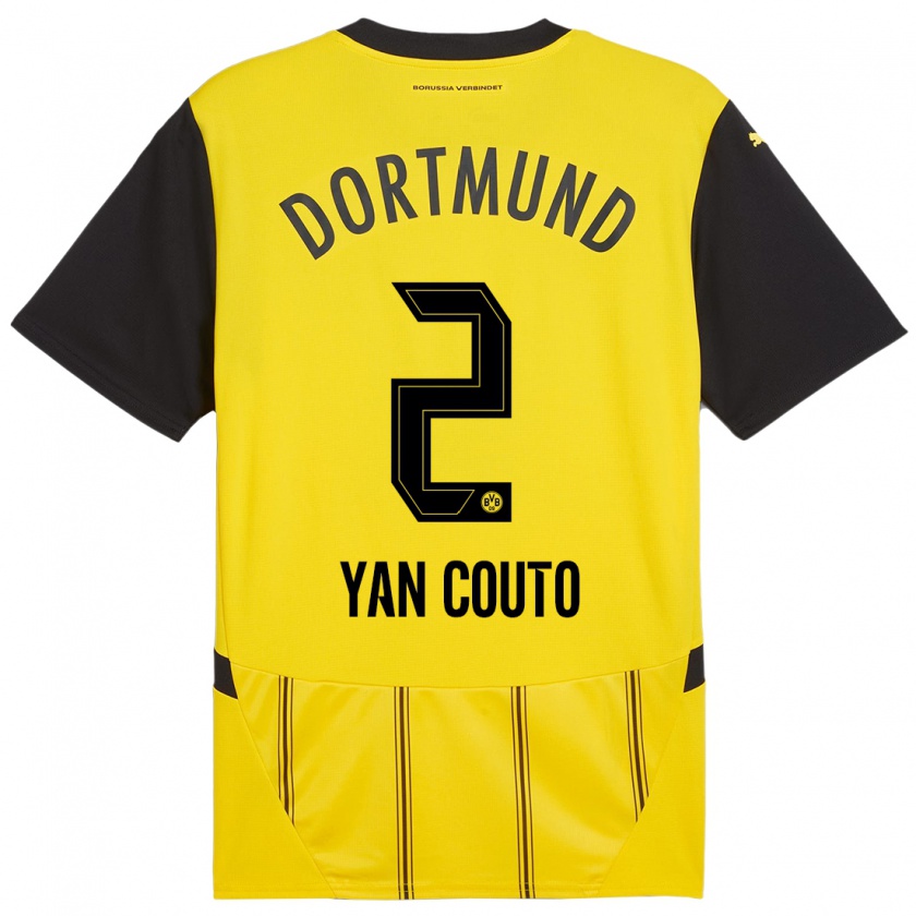 Kandiny Uomo Maglia Yan Couto #2 Giallo Nero Kit Gara Home 2024/25 Maglietta