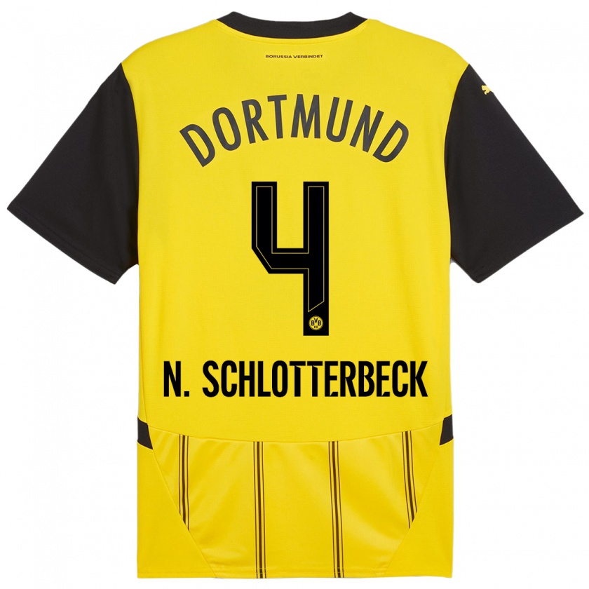 Kandiny Uomo Maglia Nico Schlotterbeck #4 Giallo Nero Kit Gara Home 2024/25 Maglietta