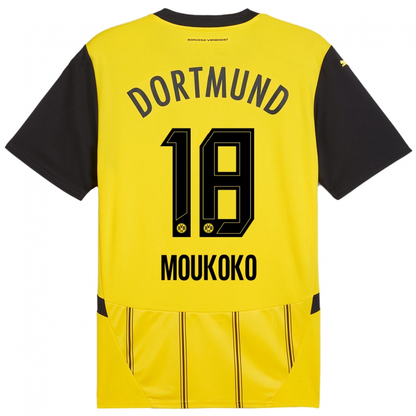 Kandiny Uomo Maglia Youssoufa Moukoko #18 Giallo Nero Kit Gara Home 2024/25 Maglietta