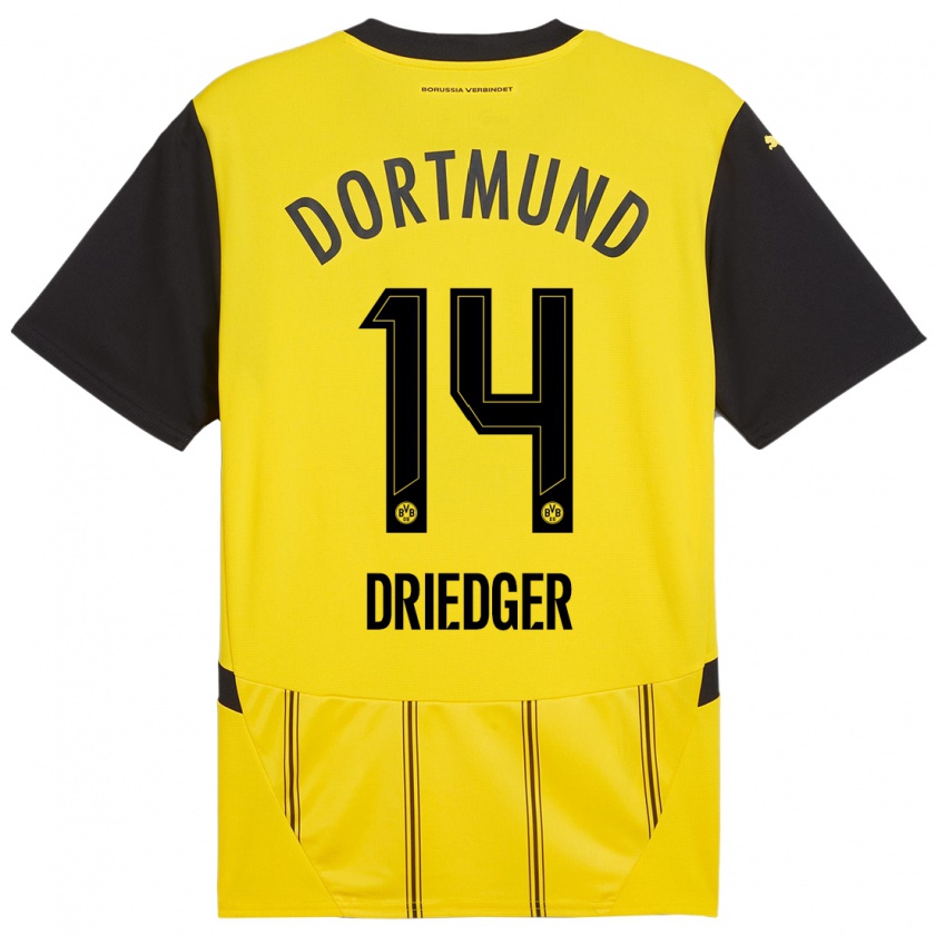 Kandiny Uomo Maglia Julian Driedger #14 Giallo Nero Kit Gara Home 2024/25 Maglietta