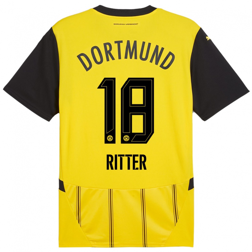 Kandiny Uomo Maglia Roméo Ritter #18 Giallo Nero Kit Gara Home 2024/25 Maglietta