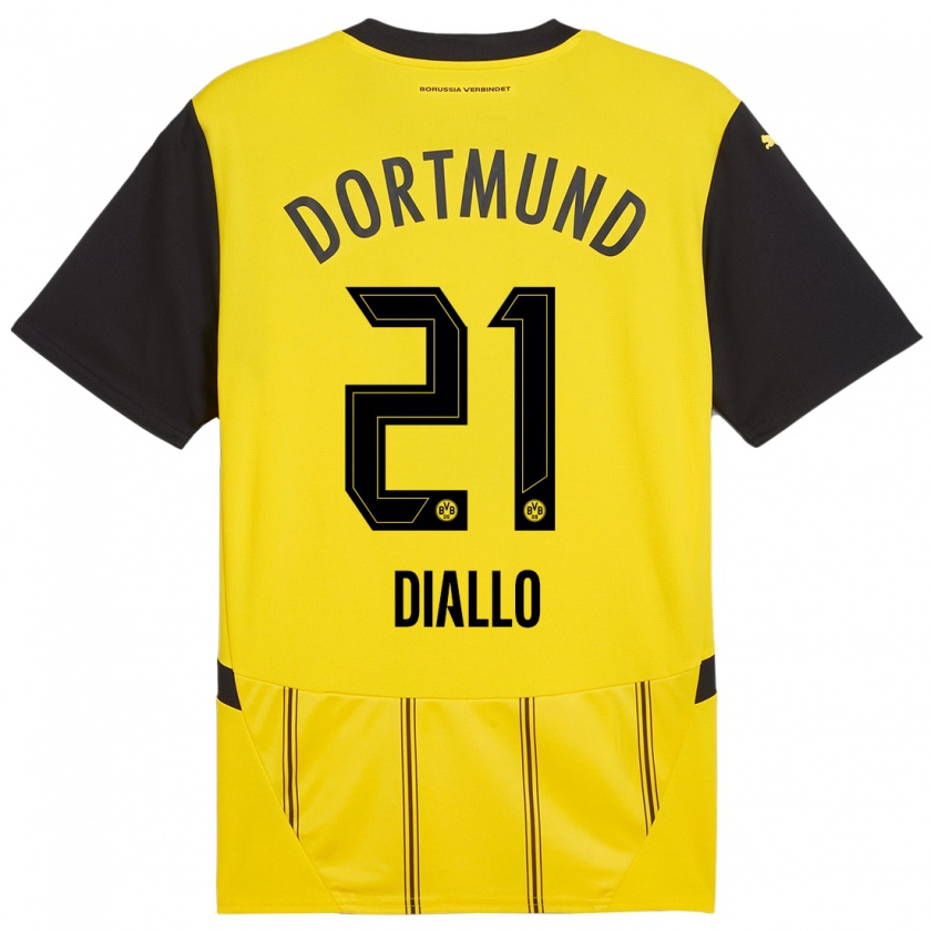 Kandiny Uomo Maglia Ousmane Diallo #21 Giallo Nero Kit Gara Home 2024/25 Maglietta