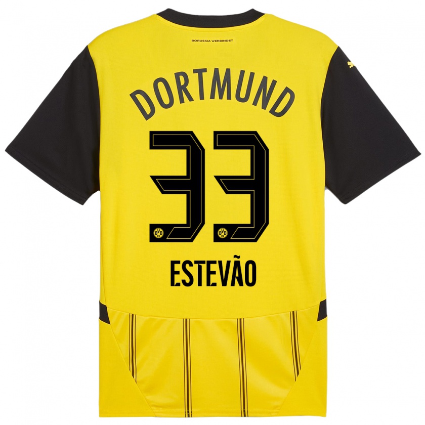 Kandiny Uomo Maglia Tiago Estêvão #33 Giallo Nero Kit Gara Home 2024/25 Maglietta