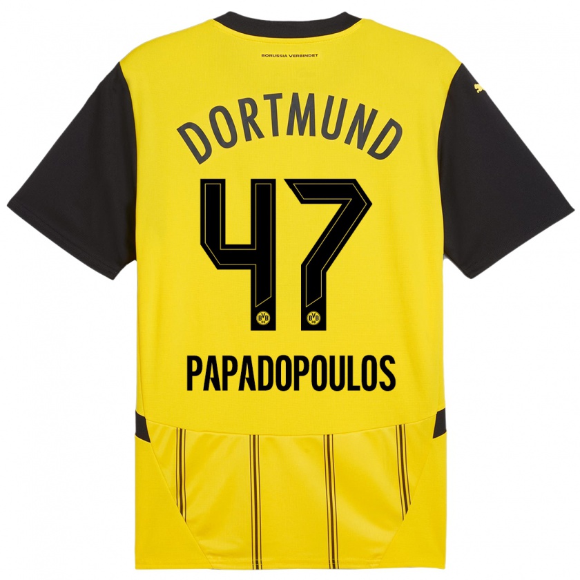 Kandiny Uomo Maglia Antonios Papadopoulos #47 Giallo Nero Kit Gara Home 2024/25 Maglietta