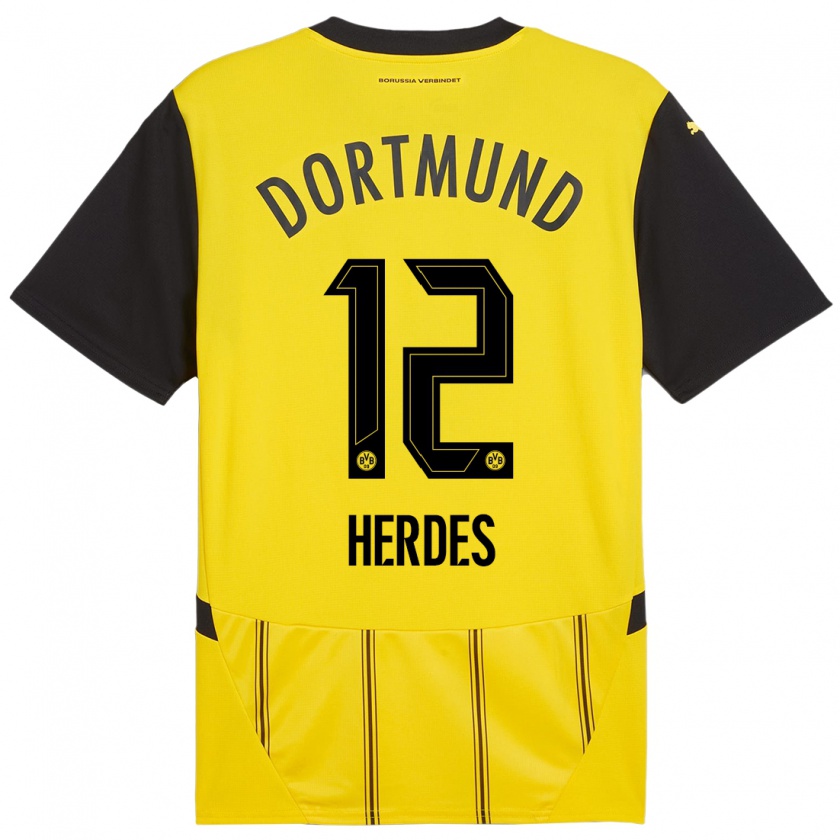 Kandiny Uomo Maglia Leon Herdes #12 Giallo Nero Kit Gara Home 2024/25 Maglietta