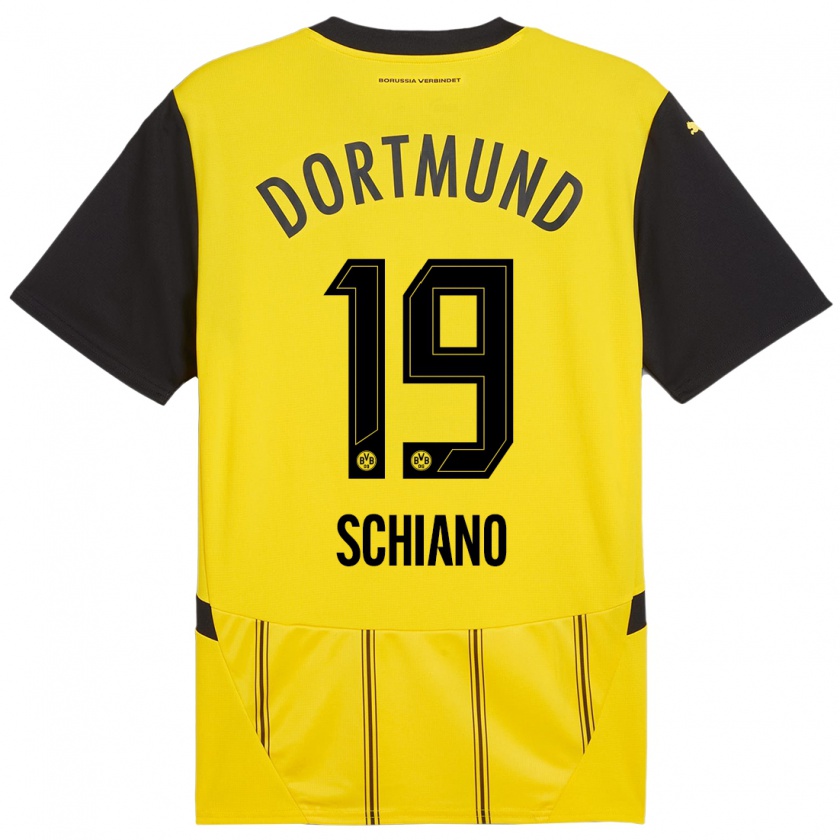 Kandiny Heren Emilio Schiano #19 Geel Zwart Thuisshirt Thuistenue 2024/25 T-Shirt