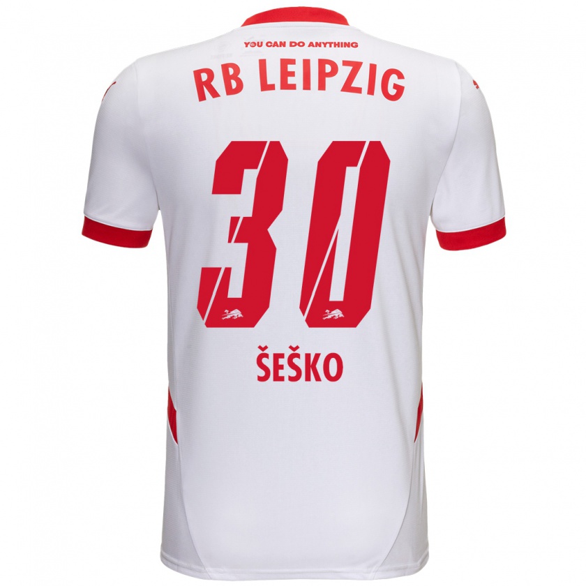 Kandiny Herren Benjamin Sesko #30 Weiß Rot Heimtrikot Trikot 2024/25 T-Shirt Österreich