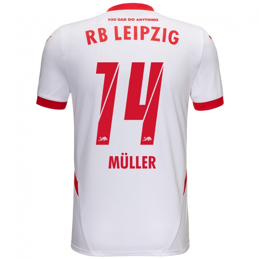 Kandiny Hombre Camiseta Hannes Müller #14 Blanco Rojo 1ª Equipación 2024/25 La Camisa México