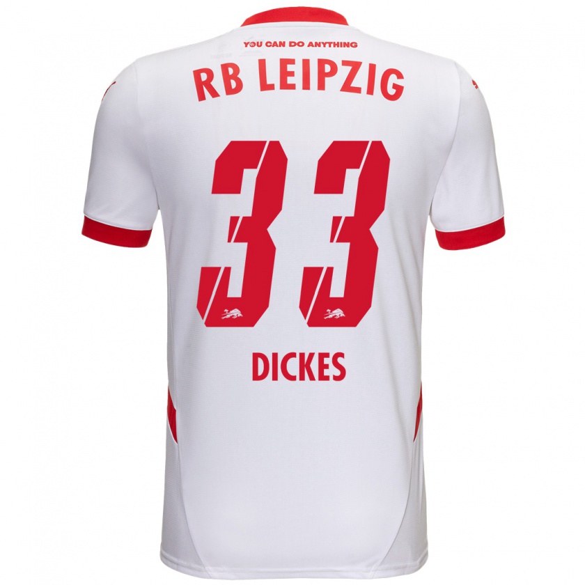 Kandiny Hombre Camiseta Fernando Dickes #33 Blanco Rojo 1ª Equipación 2024/25 La Camisa