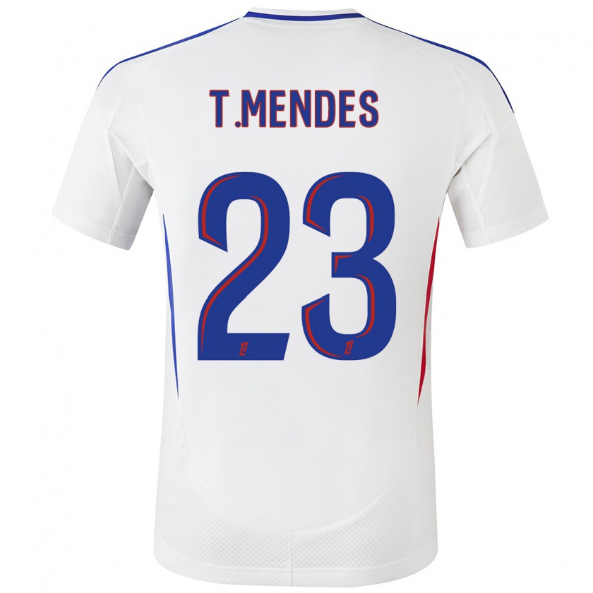 Kandiny Hombre Camiseta Thiago Mendes #23 Blanco Azul 1ª Equipación 2024/25 La Camisa