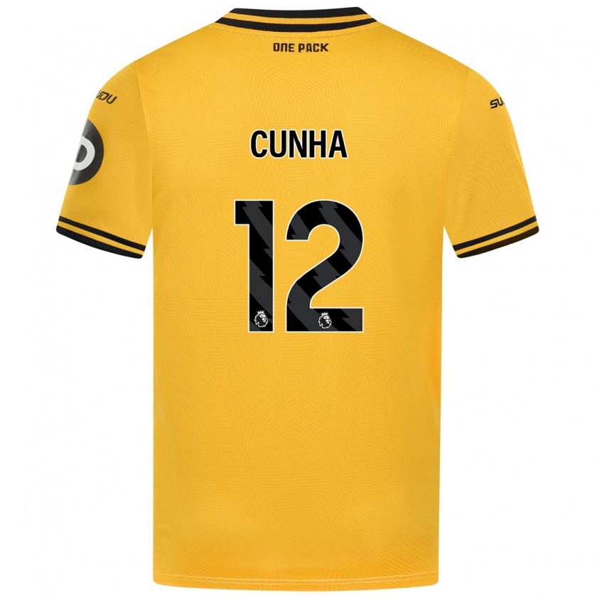 Kandiny Herren Matheus Cunha #12 Gelb Heimtrikot Trikot 2024/25 T-Shirt Österreich