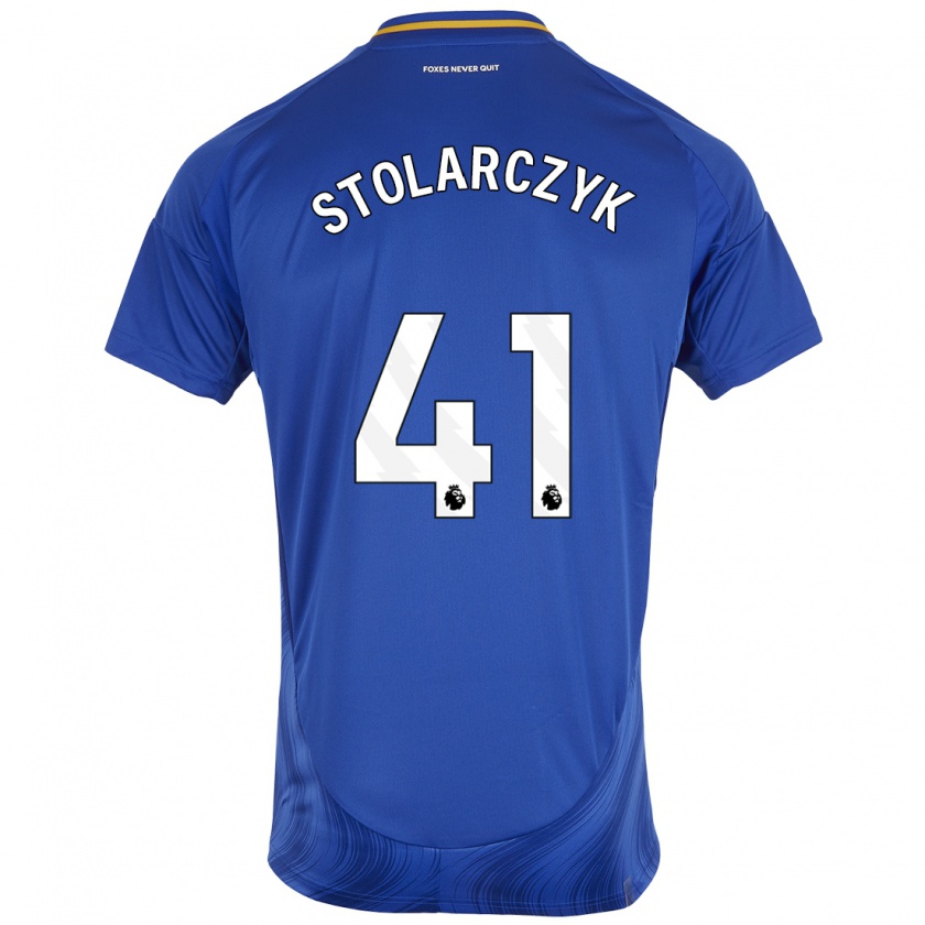 Kandiny Hombre Camiseta Jakub Stolarczyk #41 Azul Blanco 1ª Equipación 2024/25 La Camisa