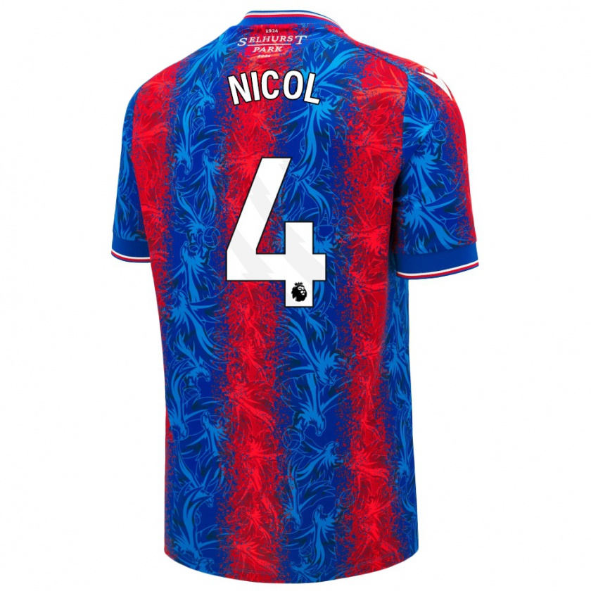 Kandiny Uomo Maglia Leigh Nicol #4 Strisce Rosso Blu Kit Gara Home 2024/25 Maglietta