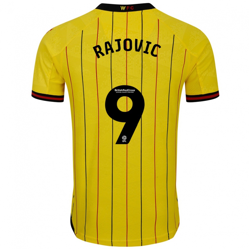 Kandiny Hombre Camiseta Mileta Rajovic #9 Amarillo Negro 1ª Equipación 2024/25 La Camisa México