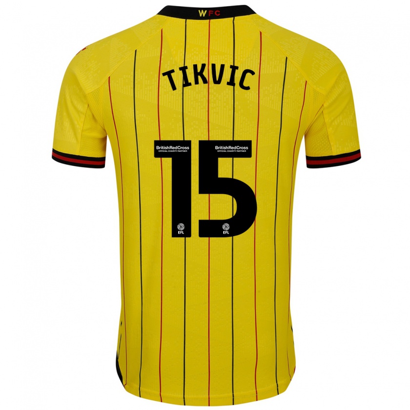 KandinyメンズAntonio Tikvic#15黄 黒ホームシャツ2024/25ジャージーユニフォーム