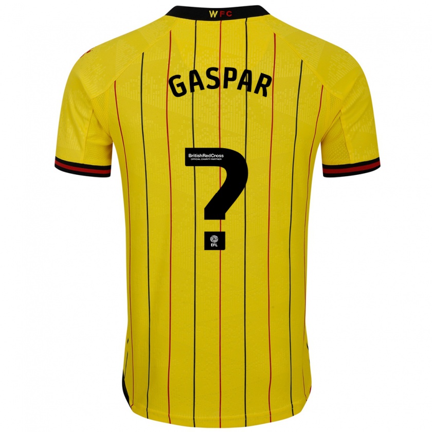 Kandiny Hombre Camiseta Luigi Gaspar #0 Amarillo Negro 1ª Equipación 2024/25 La Camisa