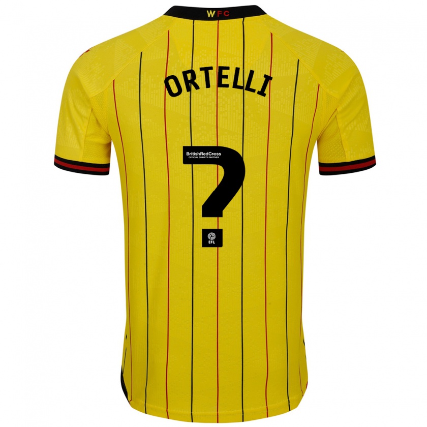 Kandiny Hombre Camiseta Gabriel Ortelli #0 Amarillo Negro 1ª Equipación 2024/25 La Camisa