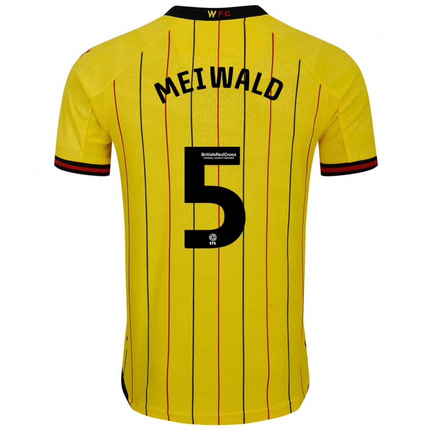 Kandiny Hombre Camiseta Anne Meiwald #5 Amarillo Negro 1ª Equipación 2024/25 La Camisa