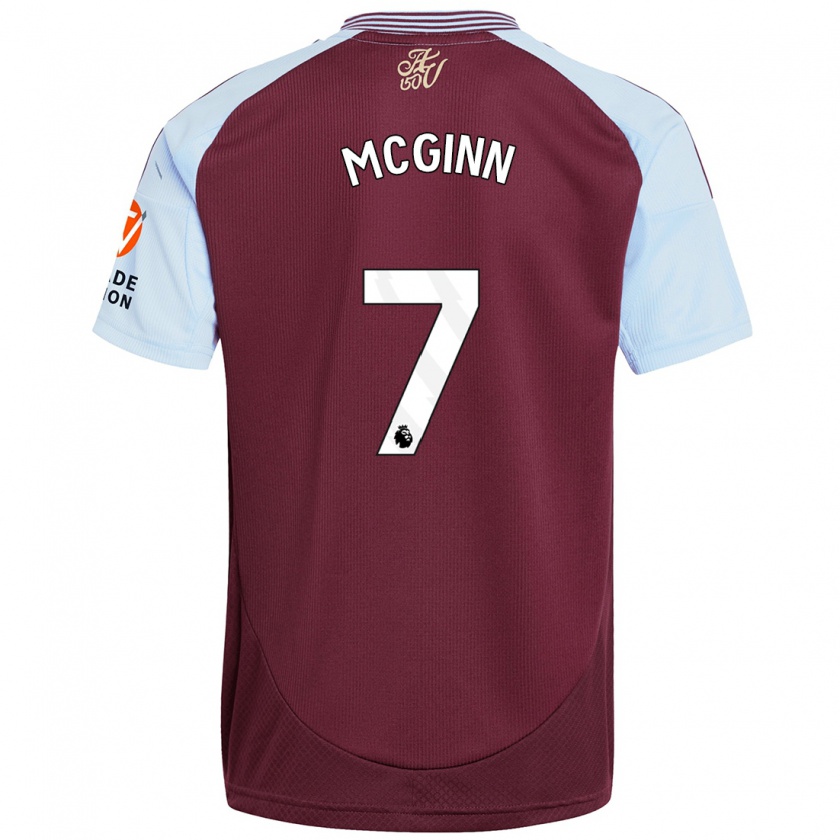 Kandiny Uomo Maglia John Mcginn #7 Borgogna Azzurro Kit Gara Home 2024/25 Maglietta