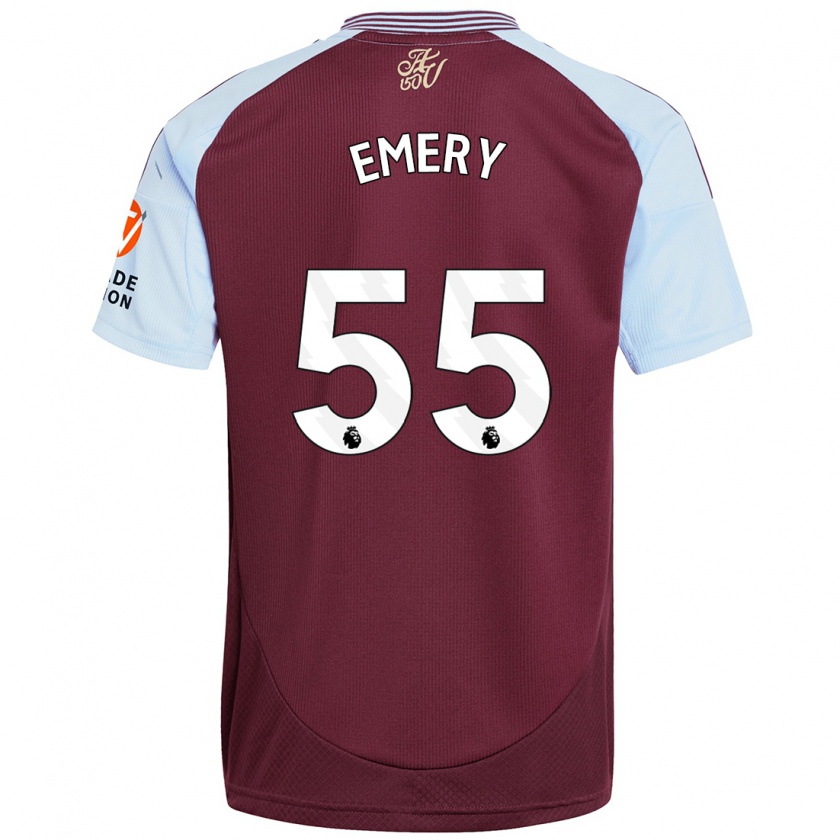 Kandiny Heren Lander Emery #55 Bordeaux Hemelsblauw Thuisshirt Thuistenue 2024/25 T-Shirt