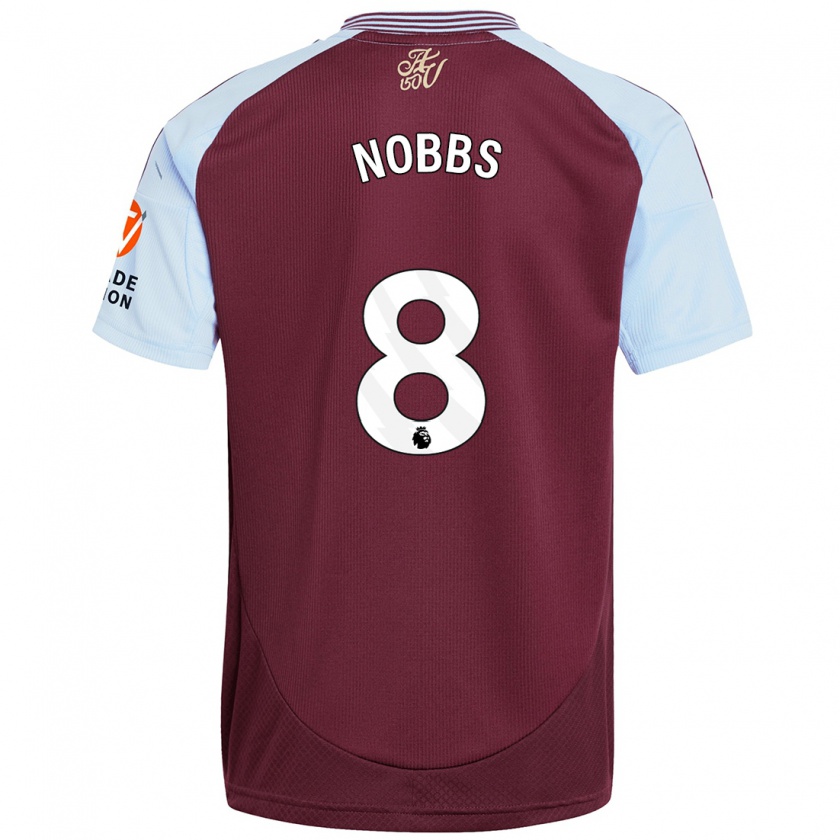 Kandiny Heren Jordan Nobbs #8 Bordeaux Hemelsblauw Thuisshirt Thuistenue 2024/25 T-Shirt