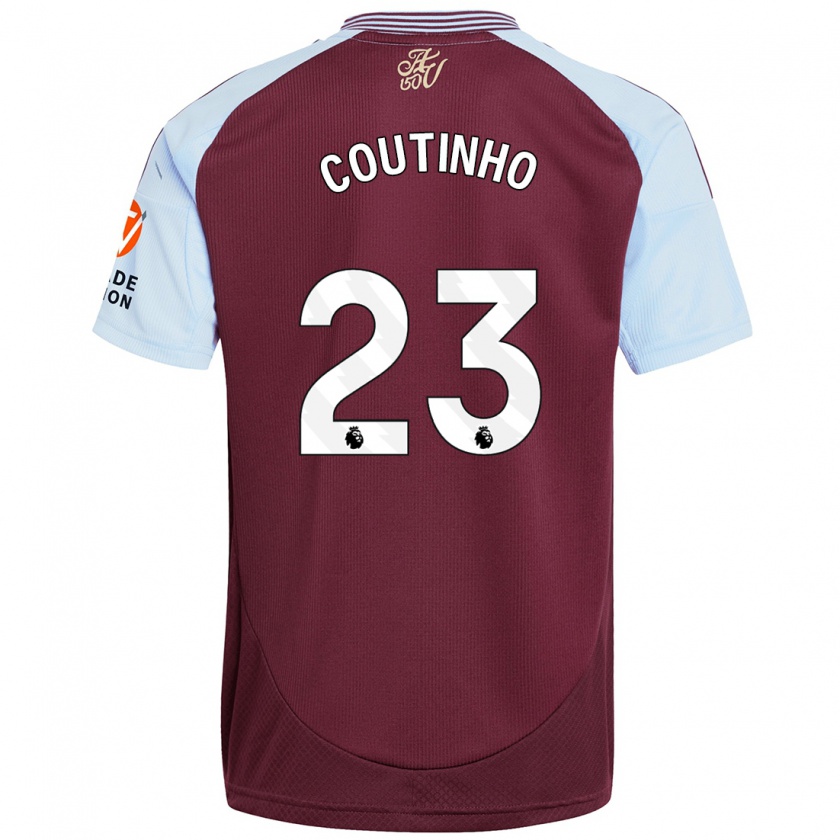 Kandiny Heren Philippe Coutinho #23 Bordeaux Hemelsblauw Thuisshirt Thuistenue 2024/25 T-Shirt