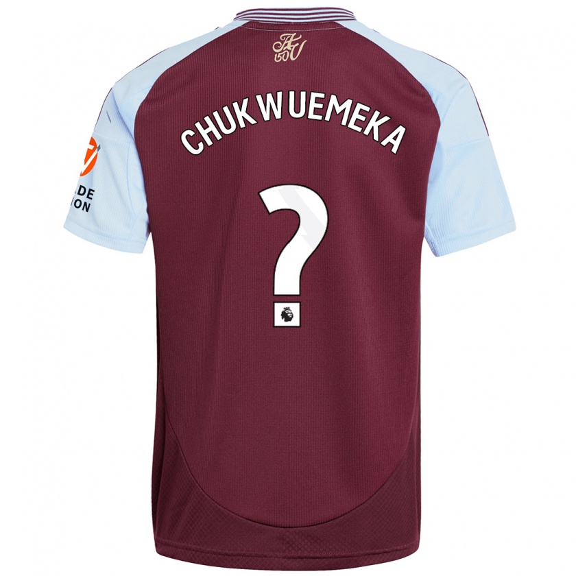 Kandiny Heren Caleb Chukwuemeka #0 Bordeaux Hemelsblauw Thuisshirt Thuistenue 2024/25 T-Shirt