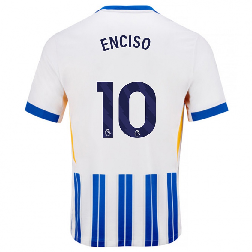 Kandiny Uomo Maglia Julio Enciso #10 Bianco Blu A Righe Kit Gara Home 2024/25 Maglietta