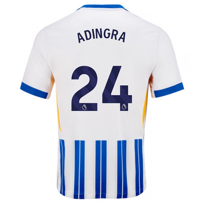 Kandiny Uomo Maglia Simon Adingra #24 Bianco Blu A Righe Kit Gara Home 2024/25 Maglietta