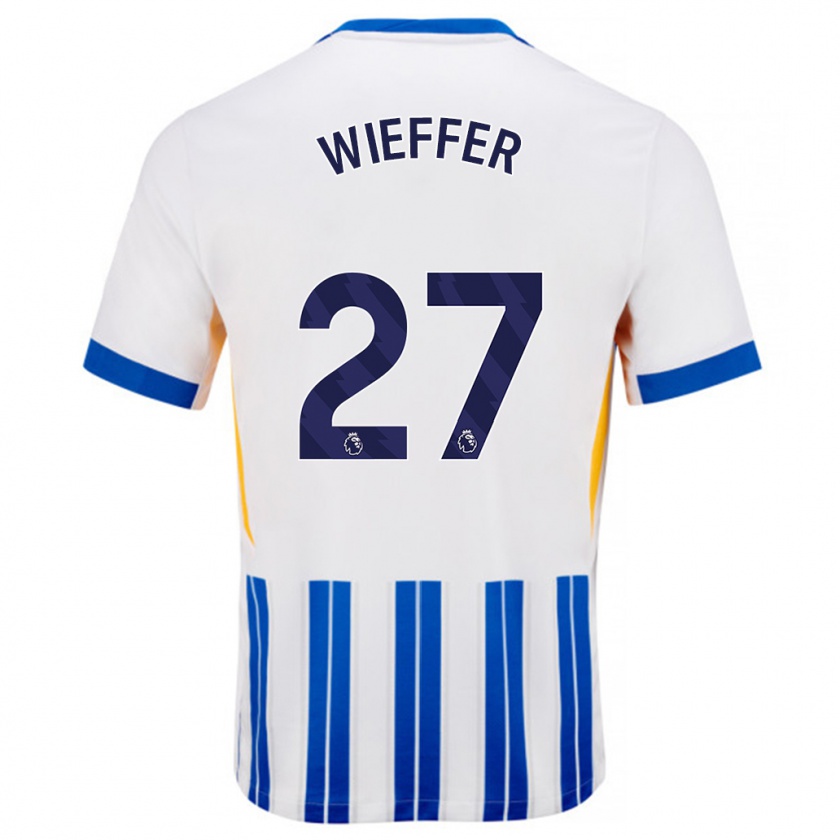 Kandiny Heren Mats Wieffer #27 Wit Blauwe Krijtstrepen Thuisshirt Thuistenue 2024/25 T-Shirt