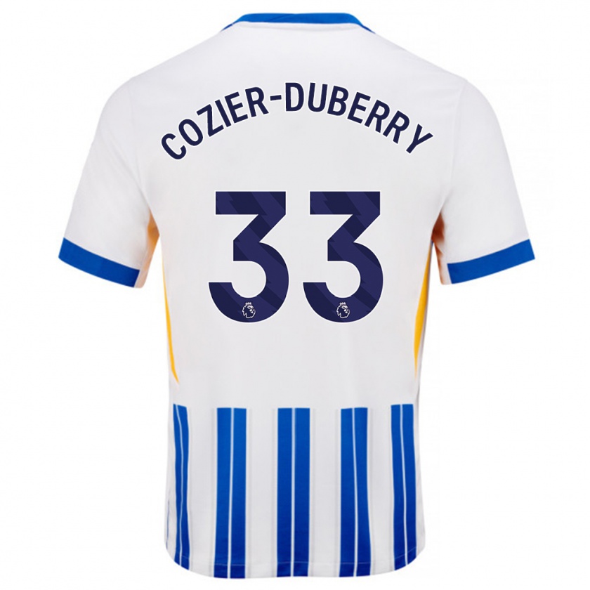 Kandiny Herren Amario Cozier-Duberry #33 Weiß Blaue Nadelstreifen Heimtrikot Trikot 2024/25 T-Shirt Österreich