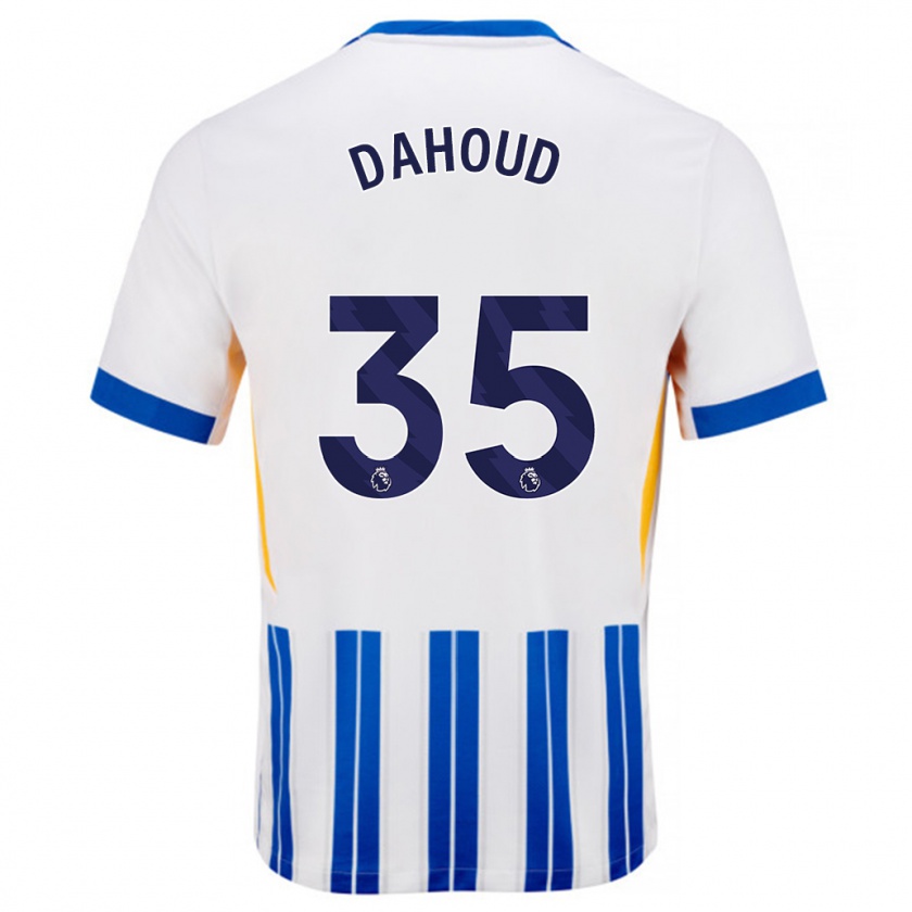 Kandiny Heren Mahmoud Dahoud #35 Wit Blauwe Krijtstrepen Thuisshirt Thuistenue 2024/25 T-Shirt