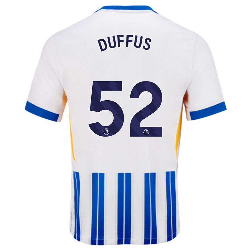 Kandiny Herren Josh Duffus #52 Weiß Blaue Nadelstreifen Heimtrikot Trikot 2024/25 T-Shirt Österreich